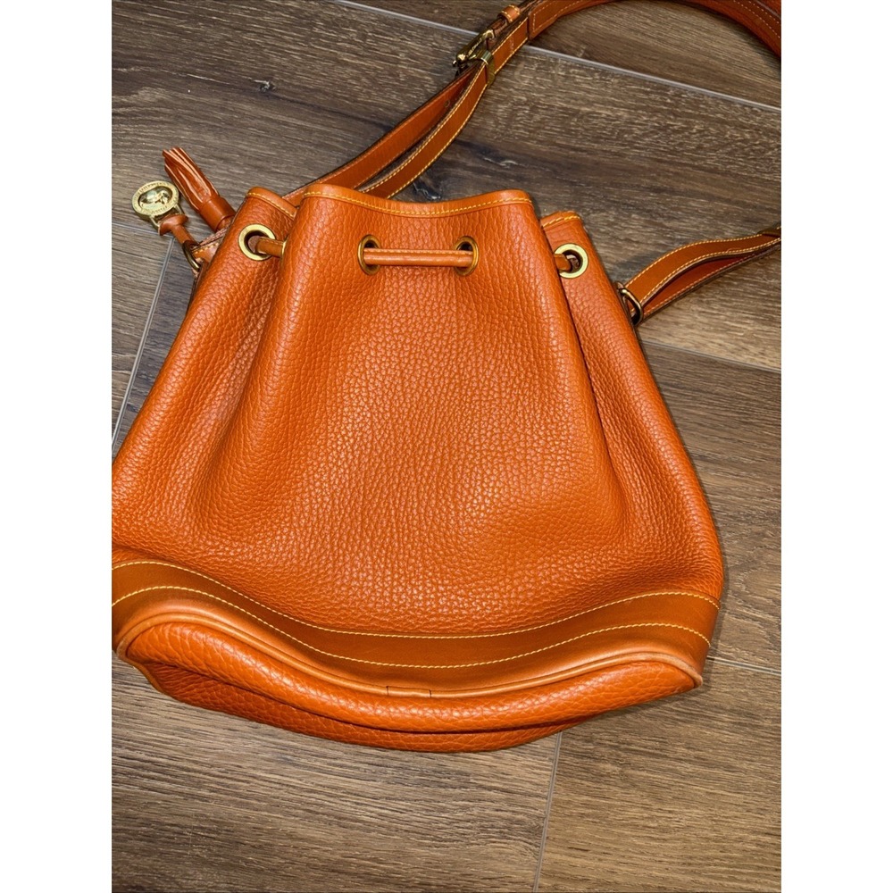 Dooney & Bourke Brown Leather Drawstring Bucket Bag Shoulder Vintage USA Classic - Picture 8 of 12